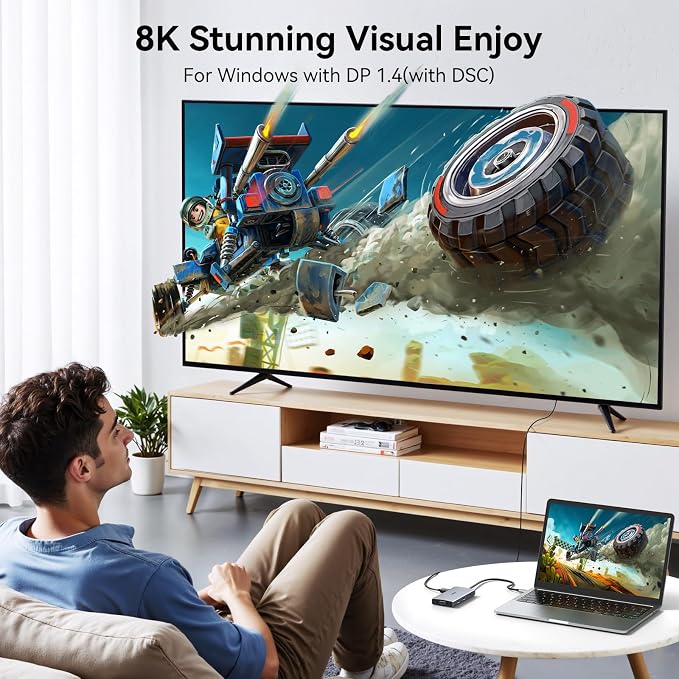 Laptop Docking Station 4 Monitors, 9 in 1 Docking Station Dual Monitor for Dell HP, USB C Docking Station 3 Monitor to 2 HDMI,DP,VGA,3 USB,PD,100W PD,Ethernet, USB C Hub Dock Adapter for Surface
