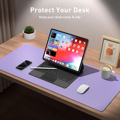 Aothia Faux Leather Desk Mat (Light Purple, 23.6" x 13.7") | Creates One Clean Surface For Your Keyboard, Mouse And Laptop, Helping Keep Your Workspace Organized Every Day