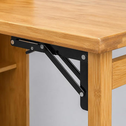HDDFER Bamboo Folding Desk for Small Spaces,Hidden Desk with Storage Shelf, Foldable Computer Desk for Bedroom Home Office, Mid Century Modern Fold Out Table Writing Table, Natural