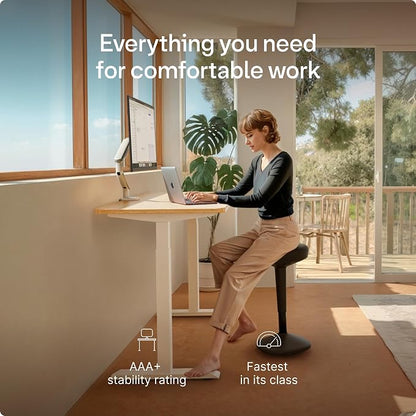 Desktronic HomeOne Standing Desk 48x24 — Ergonomic Sit Stand Home Office Desk, Made in Europe, Electric Dual Motor Height Adjustable, USB & USB-C Charging, Wobble-Free, Touchscreen, 3 Memory Presets