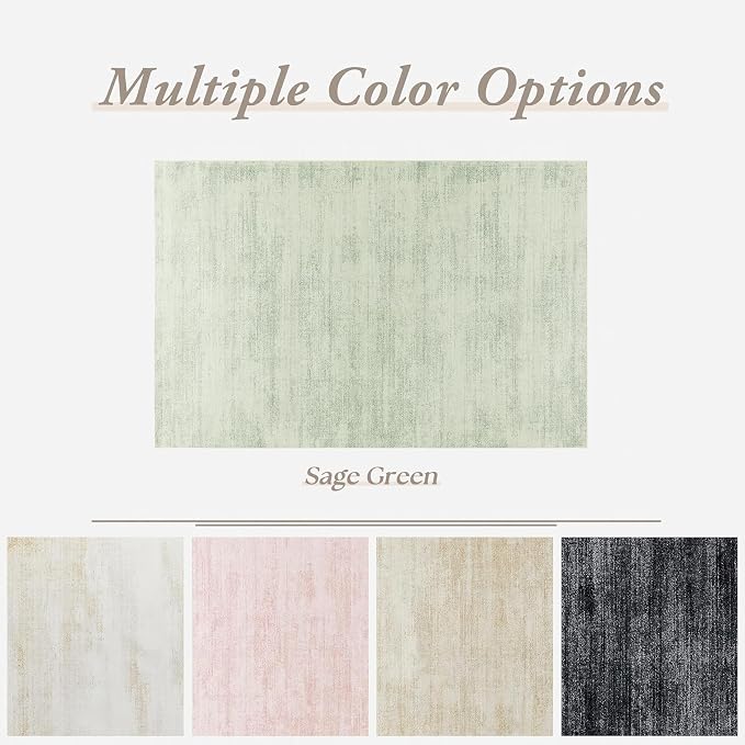 BILEEHOME Sage Green Rug for Bedroom,Boho Abstract Washable Cottage Core 8x10 Area Rugs for Living Room