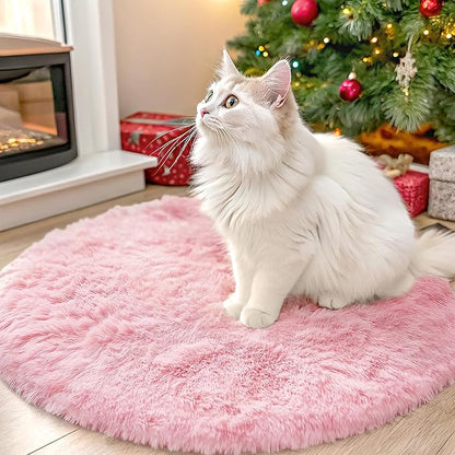OLANLY Pink Round Rugs for Bedroom - Machine Washable, 2 ft Circle Area Rugs for Living Room, Soft and Fluffy Shaggy Carpet for Teen Girls and Boys, Nursery Rooms, Dorms, Home Decor Aesthetic
