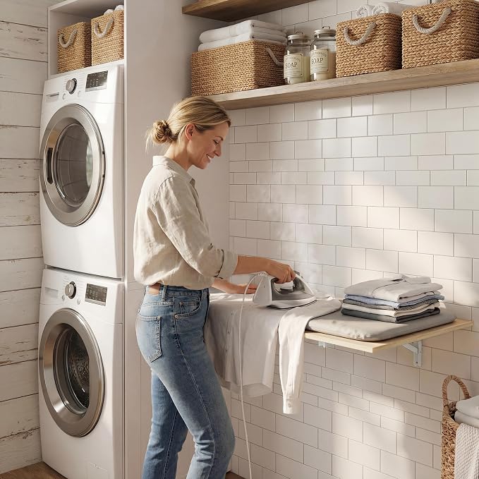 GOYLSER Laundry Room Wall Mounted Folding Table, Kitchen Restaurant Home Bar Work Table, Waterproof Easy to Install and Clean