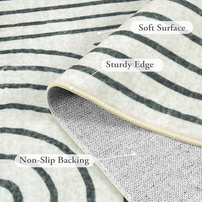 Lahome Abstract 8x10 Area Rugs for Living Room Bedroom, SoftWashable Rugs 8x10, Ultra-Thin Non-Slip Modern Dining Room Rug Non-Shedding Accent Carpet for Office Darrell (8x10ft,Black)