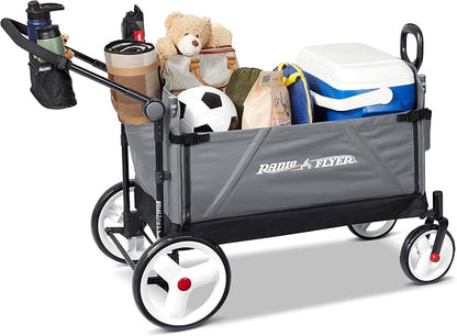 Radio Flyer City Luxe Stroll 'N Wagon, Ages 1+, 3-in-1 Push or Pull, Easy Fold, UV Canopy, 5-Point Harnesses, Front Caster & 12" Rear Wheels, Stroller Wagon, Amazon Exclusive