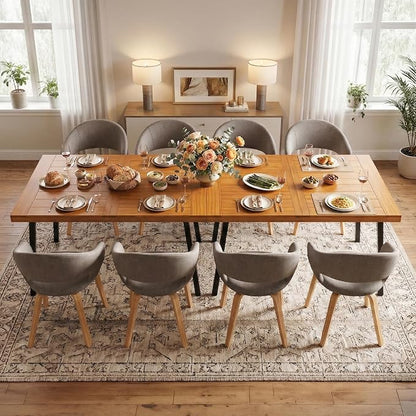 VINGLI 48 Inch Solid Wood Dining Table for 4-6, Walnut Rectangular Kitchen Table with Waterproof Tabletop for Indoor & Outdoor Use, Pine Wood Dinner Table for Patio, Dining Room, Kitchen, Apartment