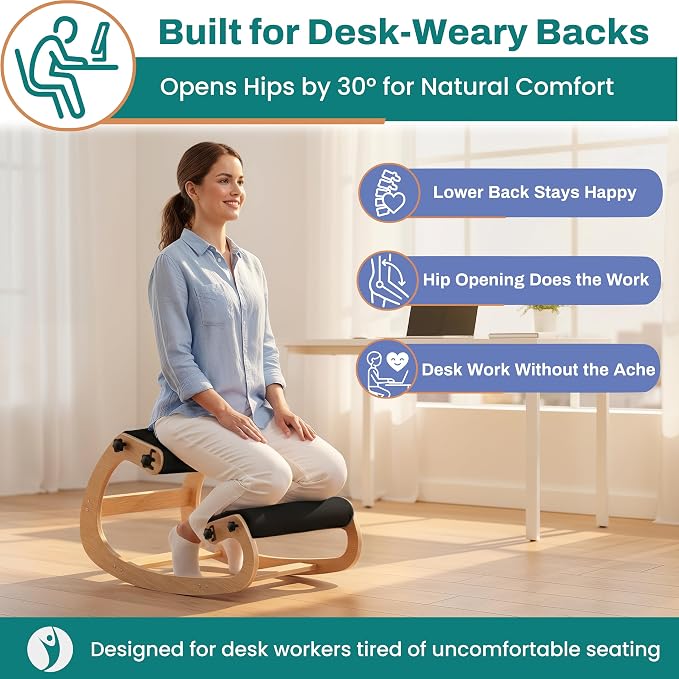 NYPOT Ergonomic Kneeling Chair with Adjustable Seats - Knee Chair for Posture Correction & Kneel Rocking Stool for Desk - Back Pain Relief for Home and Office, Supports 250 pounds - 5 Years Warranty