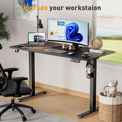 63x24 in Electric Standing Desk,Adjustable Height with Wheels,Black | Spliced Desktop,27.9"–46.8" Height Range,4 Memory Presets,Lockable Wheels,Headphone Hook,Sit Stand Desk,Home Office