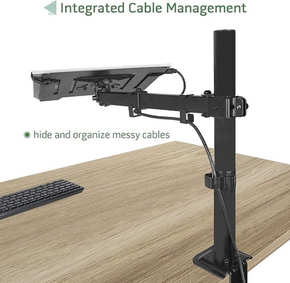 UPGRAVITY Laptop Desk Mount, Single Laptop Stand Arm with Vented Tray for 17 inch Notebook or 14”-32” Monitor, Holds up to 17.6 lbs, Fully Adjustable, Clamp/Grommet Mounting, VESA 75/100mm