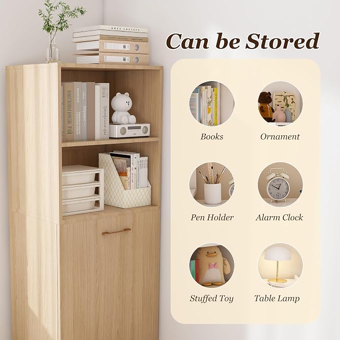 Foldable Desks for Small Spaces, Wood Murphy Desk with Storage Shelves, Folding Out Desk with Wheels, Space Saving Compact Computer Table, Hidden Desk for Apartment Bedroom Dorm Room (Natural Wood)