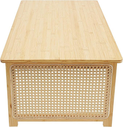 Japanese Floor Table Foldable Bamboo Low Table for Sitting on the Floor, Natural Coffee Table Minimalist Tatami for Home Office, Meditation & Tea Ceremony (Easy Storage) (31.5*18.89*13.77Inch)