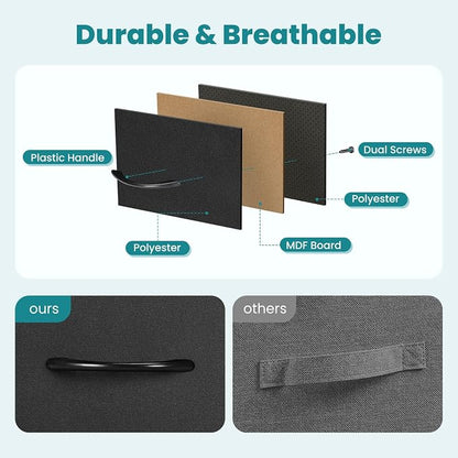 DUMOS 8 Drawer Dresser for Bedroom, Fabric Storage Organizer with Sturdy Metal Frame, Wooden Top Chest of Drawers for Closet Entryway Guest Room,Matte Black