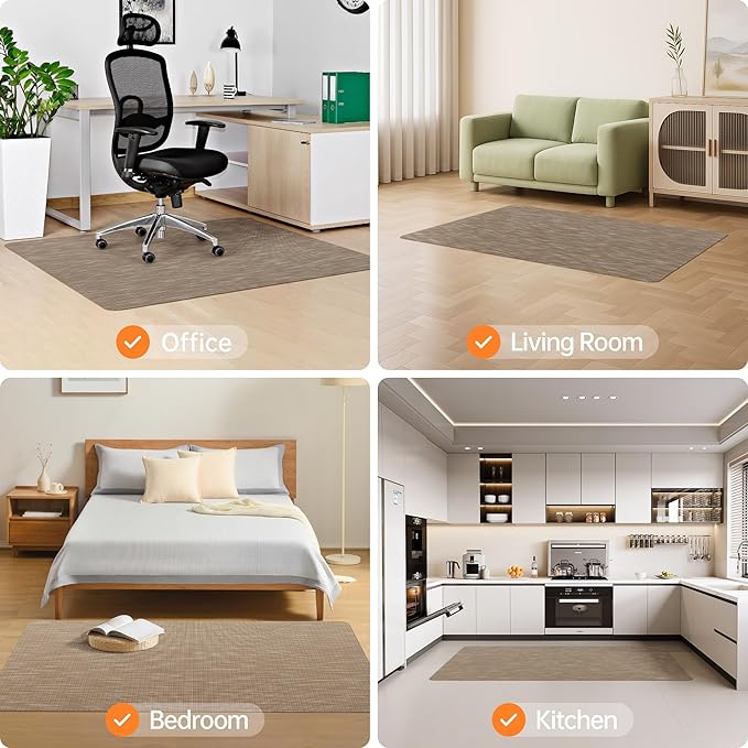 Office Chair Mat, 30" x 48" Computer Chair Mat for Hardwood Floor, Non-Curve Anti Slip Hard Floor Protector for Rolling Chair, PVC Mat Desk Rug for Home Office
