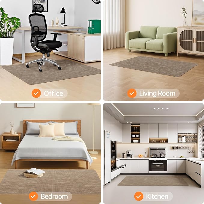 Office Chair Mat, 46" x 60" Computer Chair Mat for Hardwood Floor, Non-Curve Anti Slip Hard Floor Protector for Rolling Chair, PVC Mat Desk Rug for Home Office