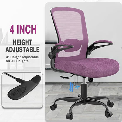 Mimoglad Office Chair, Ergonomic Desk Chair with Adjustable Lumbar Support, High Back Mesh Computer Chair with Flip-up Armrests-Task Chairs, Executive Chair for Home Office