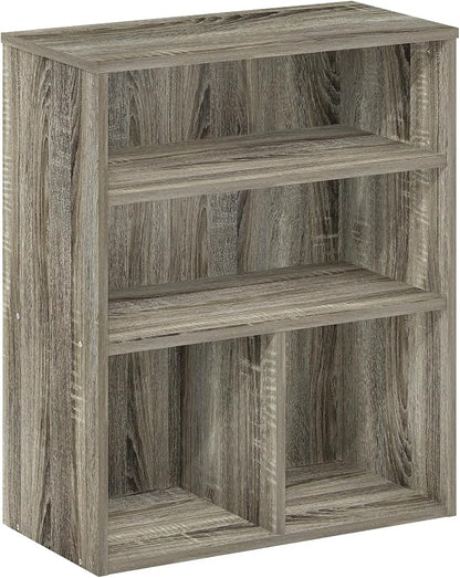 Furinno PASIR Book Shelf, 3-Tier Display Bookshelf with Adjustable Shelf, Cube Storage Bookcase, 11.8 x 23.6 x 28.1, for Living Room, Bedroom, Home Office, French Oak