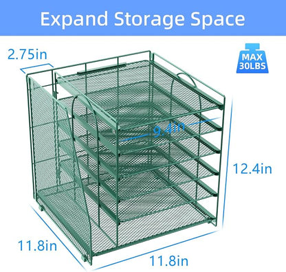 gianotter 6-Tier Paper Organizer With Magazine Holder, Desk Organizers and Accessories, Desk Accessories & Workspace Organizers, File Organizer for Office Supplies Storag (Green, 6-Tier)