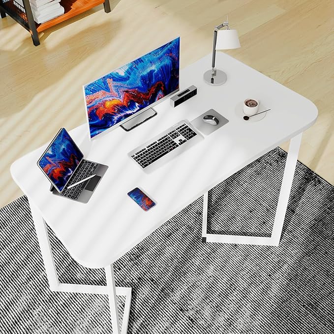 Funecy Computer Desk 40 Inch Small Table for Office,Modern Simple Style Writing Study Work Gaming Table for Home Office (White)