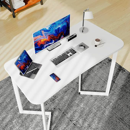 Funecy Computer Desk 40 Inch Small Table for Office,Modern Simple Style Writing Study Work Gaming Table for Home Office (White)