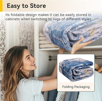 RELEANY Washable Area Rugs 3x6 Non-Slip Modern Abstract Soft for Living Room Entryway Bedroom Kitchen, Print Pattern, Grey Blue Gold/Golden
