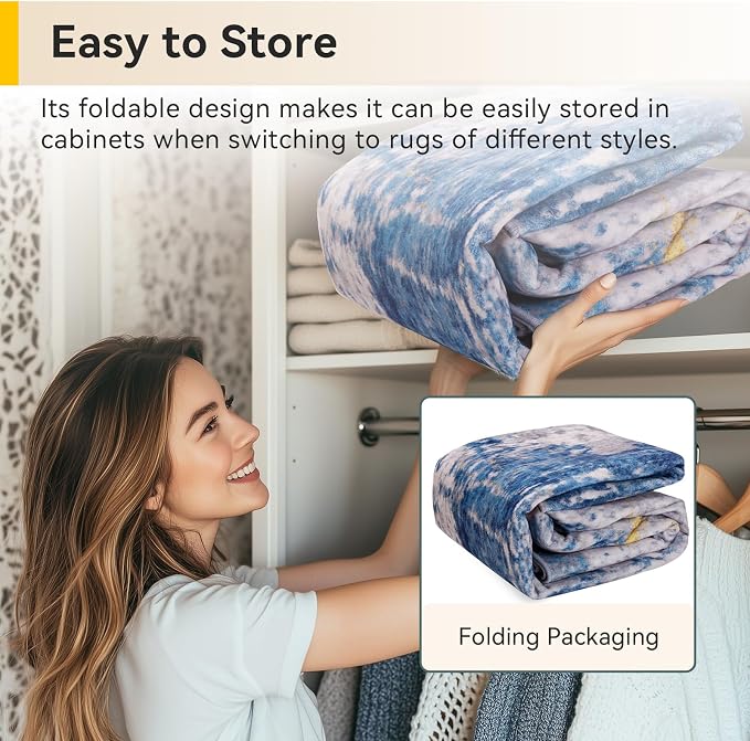 RELEANY Washable Area Rugs 3x7 Non-Slip Modern Abstract Soft for Living Room Entryway Bedroom Kitchen, Print Pattern, Grey Blue Gold/Golden