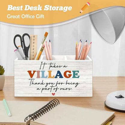 Teacher Appreciation Gifts, It Takes a Village Pen Holder Organizer for Desk Accessories, Thank You Gifts for Women Teacher Nurse Coworker Daycare Provider Nanny Babysitter for Tabletop Decor