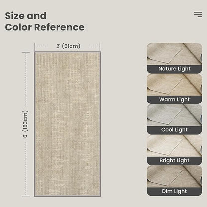 Valenrug 2x6 Hallway Runner Rug Non Slip - Washable Runner Rugs for Hallways Low-Textured Rugs Runners, Folable Washable Runner Rug for Kitchen Bedroom Bathroom Living Room, Beige