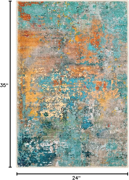 Lahome 2x3 Rugs for Entryway Indoor Entrance, Small Kitchen Rug Non Slip Washable Front Door Mat, Soft Doormat Stain Resistant Throw Carpet for Bathroom Bedroom Modern Colorful