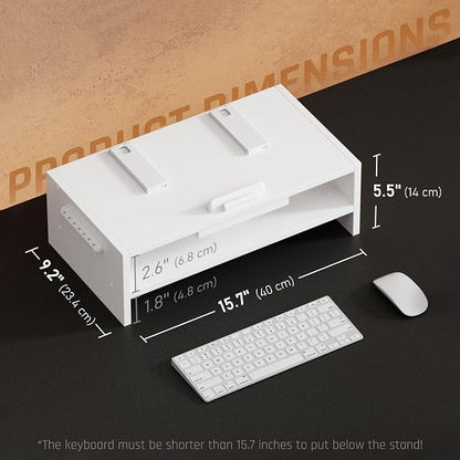 AFOOYO Adjustable Wood Laptop Stand, Ergonomic Height Angles Computer Holder Riser for Desk Compatible with Air, Pro, Dell, HP, Lenovo More 10-17.3" Laptops, White