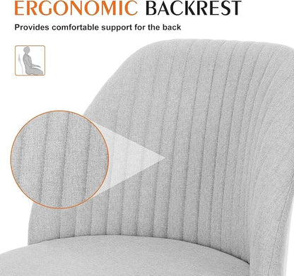 Simple Deluxe Armless Office Desk Chair, Modern Cute Swivel Vanity Chair Comfy Home Office Chairs with Wheels Height Adjustable Rolling Computer Task Stools for Living Room, Make-up, Bedroom, Grey