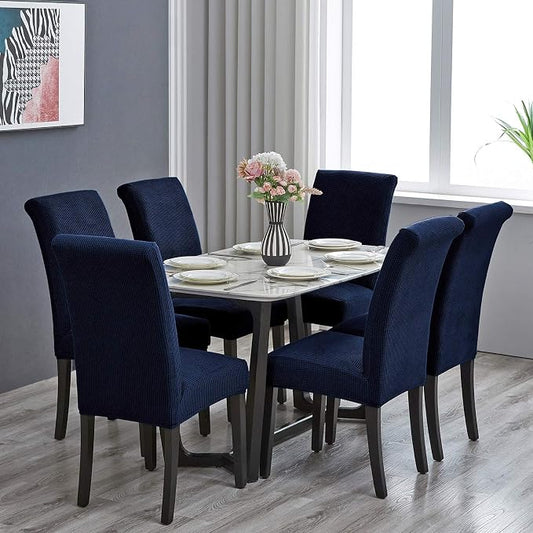 Stretch Chair Covers for Dining Room Set of 4, Removable Washable Dining Room Chair Covers, Dining Chair Slipcovers Seat Protector, Great Home Decor and Banquet Upholstery (Navy, 4 Pack)