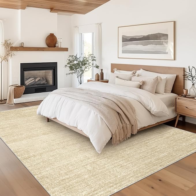 Valenrug Washable Rug 8x10 - Stain Resistant 8x10 Area Rugs for Living Room, Non Slip Backing Printed Rugs for Bedroom, Folable Machine Washable Area Rug (8'x10', Tan)