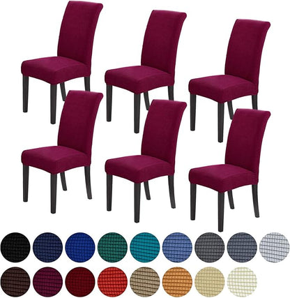 Stretch Chair Covers for Dining Room Set of 6, Removable Washable Dining Room Chair Covers, Dining Chair Slipcovers Seat Protector, Great for Home Decor and Banquet (Burgundy, 6 Pack)