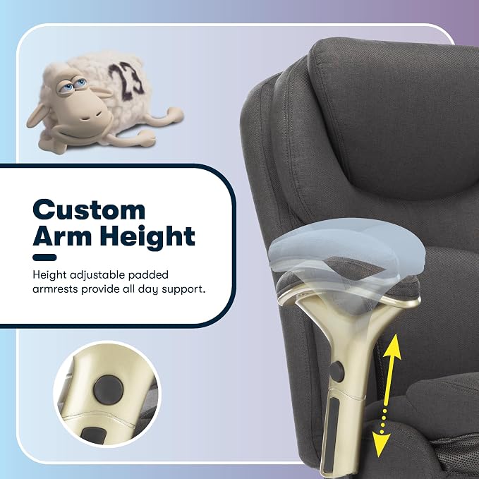 Serta Claremont Executive Office Chair with Back-In-Motion Technology, Ergonomic Mid-Back with Pivot Lumbar Support & Seat, Plush Cushion, Body Pillows, Adjustable Arms, Dark Gray Fabric