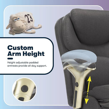 Serta Claremont Executive Office Chair with Back-In-Motion Technology, Ergonomic Mid-Back with Pivot Lumbar Support & Seat, Plush Cushion, Body Pillows, Adjustable Arms, Dark Gray Fabric