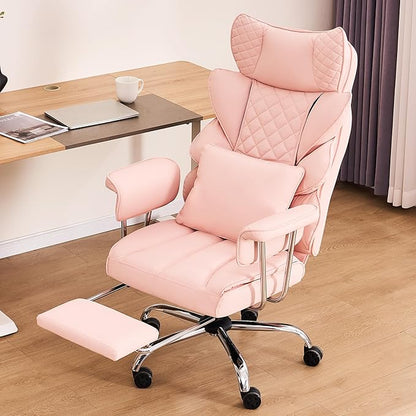 DYHOME 500 lbs Reclining Massage Office Chair with Foot Rest, Kneading Massage Home Office Chairs, High Back Office Desk Chair, Thicker Cushion, Big and Tall Ergonomic Chair for Heavy People, Pink