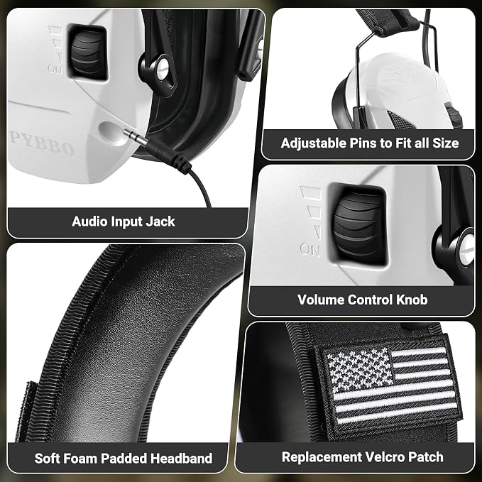 Electronic Shooting Ear Protection w/Gel Pads, 23dB NRR Active Noise Reduction & 3X Amplification Headset for Shooters