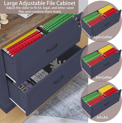 34.6" Farmhouse File Cabinet,Wood File Cabinet with Hanging File Folders,Top Drawer Lockable,Lateral Filing Cabinet for Home Office Compatible with Letter/Legal/A4 Size