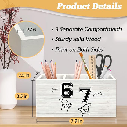 67 Meme Funny Gag Gifts Pen Holder Organizer for Desk Accessories, 6 7 Six Seven Brainrot Birthday Party Decorations for Stuff Merch Classroom Office Desk Decor