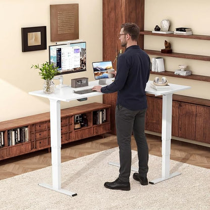 SANODESK Electric Height Adjustable 3-Leg L Shaped Standing Desk Frame, Support up to 330lbs, Sit Stand Ergonomic L Desk Frame Only, White