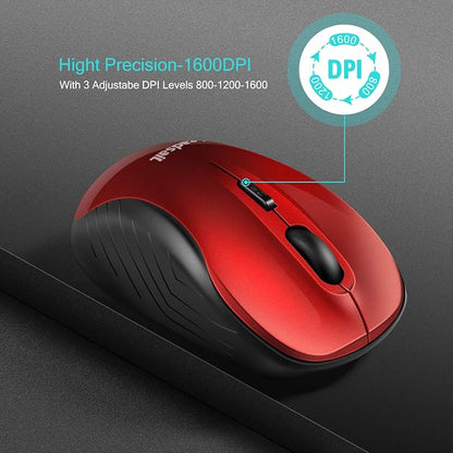 LeadsaiL Wireless Mouse, 2.4Ghz USB Cordless Mouse for Laptop, Compact Silent Mice, 4 Buttons, 3 Adjustable DPI, Ergonomic Optical Mouse for MacOS and Windows Coumpter, Notebook