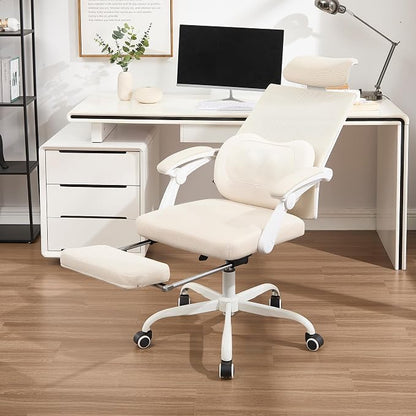Qulomvs Ergonomic Office Chair with Massage&Heated Lumbar Support, Kneading Massage Office Chair with Foot Rest, Reclining Home Office Desk Chair Adjustable Mesh Computer Desk Chair with Wheels