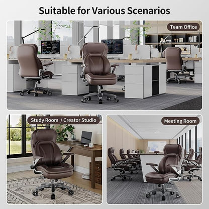 Big and Tall Office Chair, Heavy Duty Desk Chair with 5D Arms, Adjustable Lumbar Support & Height, Tilt Function, PU Leather High Back Ergonomic Executive Computer Chair