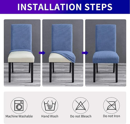 Stretch Chair Covers for Dining Room Set of 4, Removable Washable Dining Room Chair Covers, Dining Chair Slipcovers Seat Protector, Great for Home and Banquet Decor (Periwinkle Blue, 4 Pack)