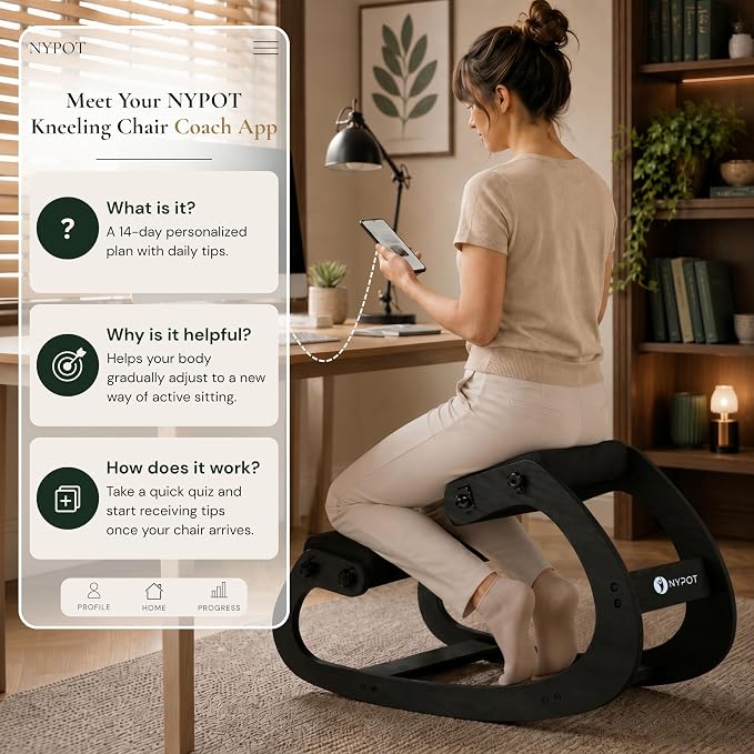 NYPOT Ergonomic Kneeling Chair with Adjustable Seats - Knee Chair for Posture Correction & Kneel Rocking Stool for Desk - Back Pain Relief for Home and Office, Supports 250 pounds - 5 Years Warranty