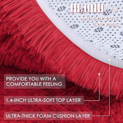 OLANLY 2x8 Machine Washable Runner Rugs for Hallway, Soft Fluffy Shaggy Bedside Rugs for Bedroom, Living Room, Indoor Floor Carpet for Kids Girls and Boys, Nursery Rooms, Home Decor Aesthetic, Red