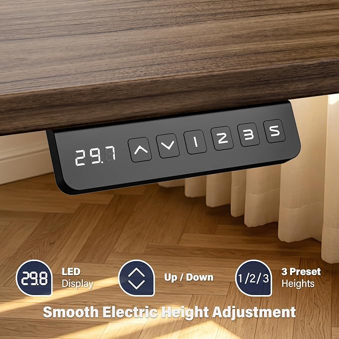 63 x 55 inch L-Shaped Standing Desk, Corner Computer Desk, Electric Standing Desk Adjustable Height, Sit to Stand Ergonomic Workstation for Home Office, Dark Walnut