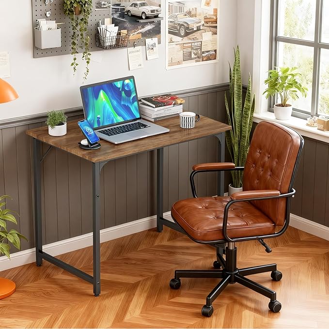 BestOffice Computer Desk,Home Office Desk, Modern Simple Style for Home Office Study Writing (Vintage, 32 Inch)