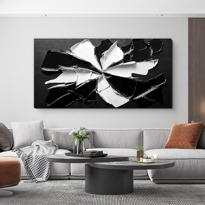 Abstract Wall Art Decor Modern Large Wall Art for Living Room Abstract Canvas Art Wall Decor Oversized Black and White Wall Art Prints Flowers Artwork for Walls Office Home Decorations 35" X 70"
