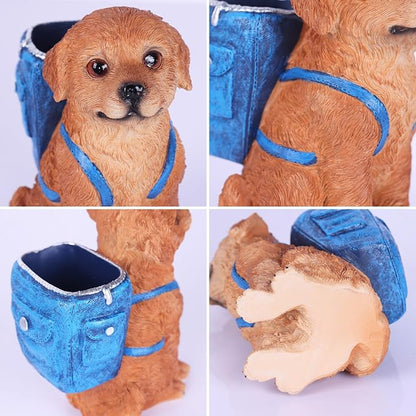 SHENGTIAN Golden Retriever Decor, Figurine & Statue, Dog Pen Holder, Puppy Pencil Holder, Pen Holder for Desk, Desk Accessories, Gifts for Golden Retriever Lovers, Cute Novelty Animal Pen Organizer